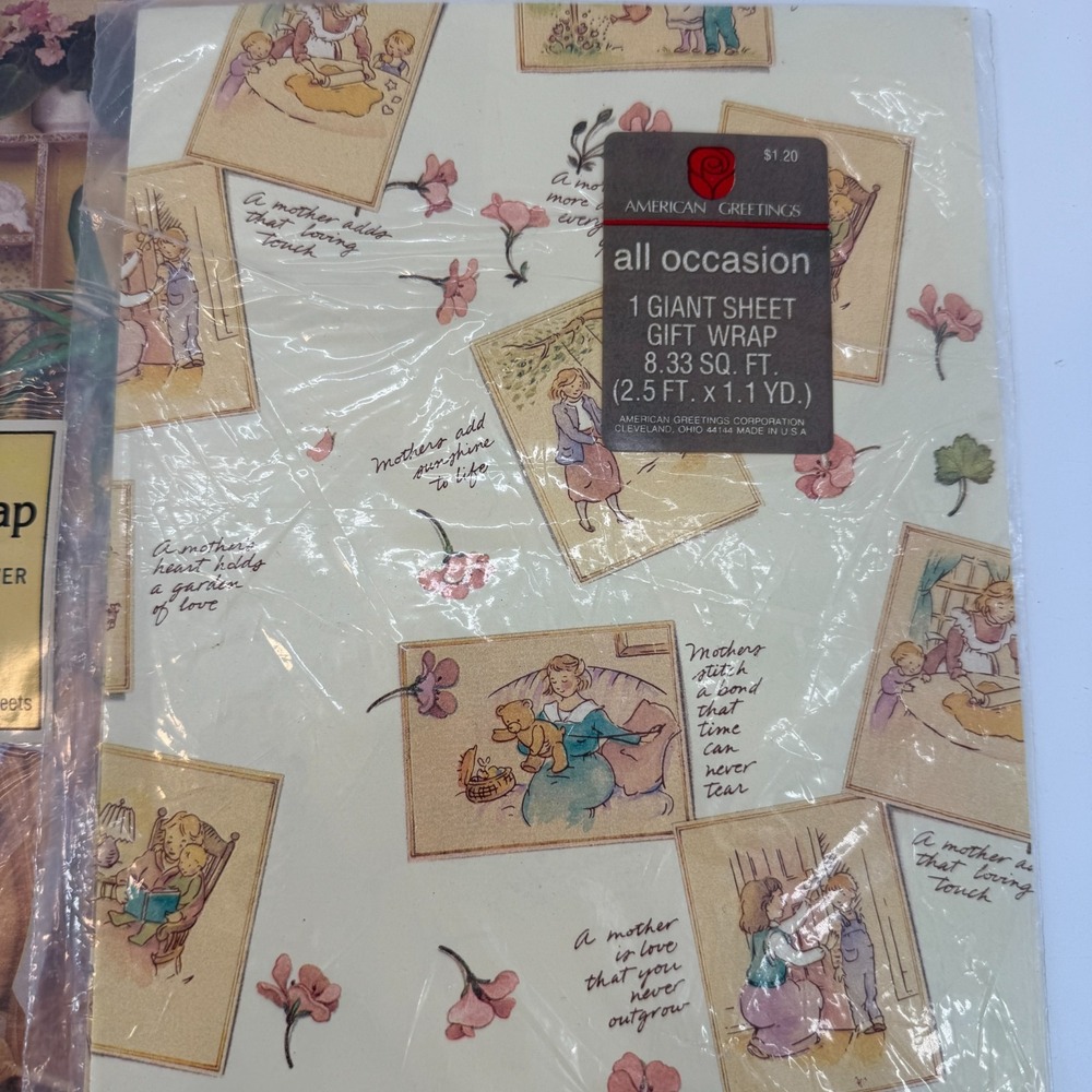 Vintage Wrapping Paper Lot of 2 Giant Sheets Bridal Shower Baby Shower - Picture 3 of 9
